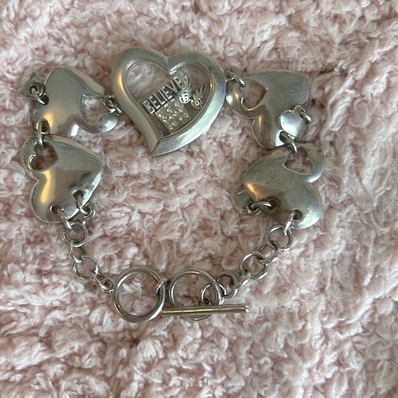 Vintage Glass Heart Locket Toggle Bracelet - Picture 2 of 11